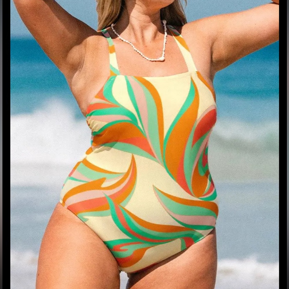 NWT one piece cross back swim suit